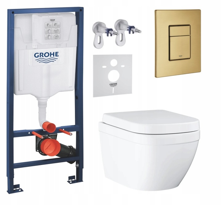 7v1 Podomítkový Wc Set Stelaz s Wc Mísou Grohe Euro Ceramic Tlačítko