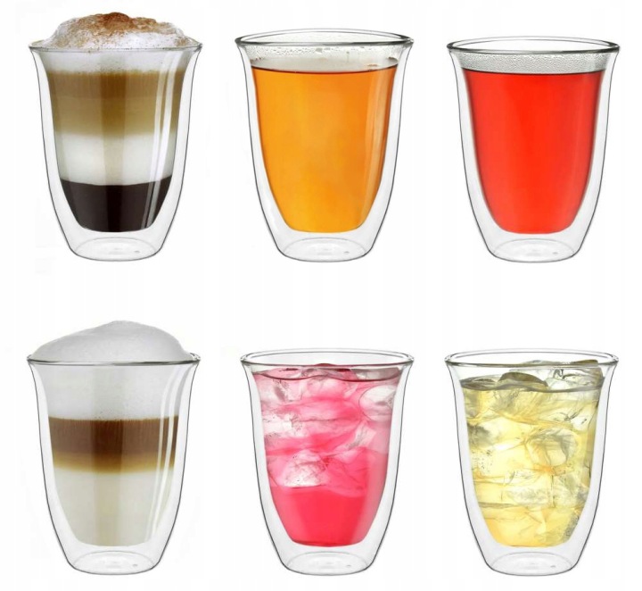 Lux Značkové 6x Sklenice Dvojitá Termostěna Nafukovací Sklo 250 ml Cr