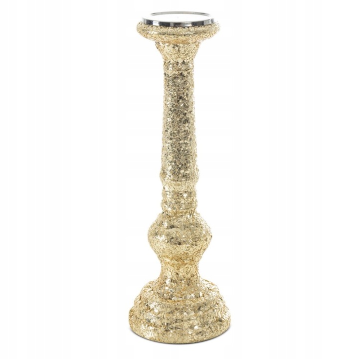 Dekorativní svícen Melia 13x40 zlatý elegantní mozaikový povrch