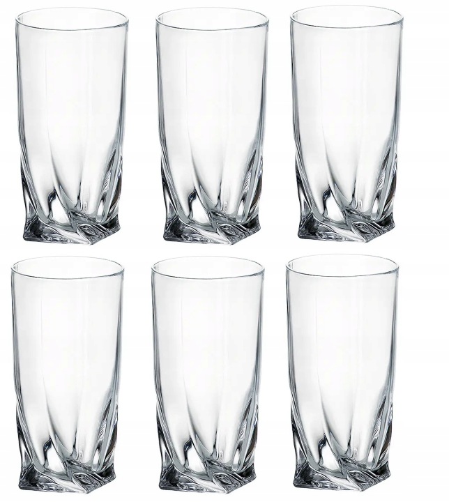 Bohemia Quadro Sada 6 dlouhých sklenic na nápoje 350 ml křišťál