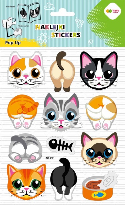 Наклейки 3d pop up cat face&tail 146x240 happy