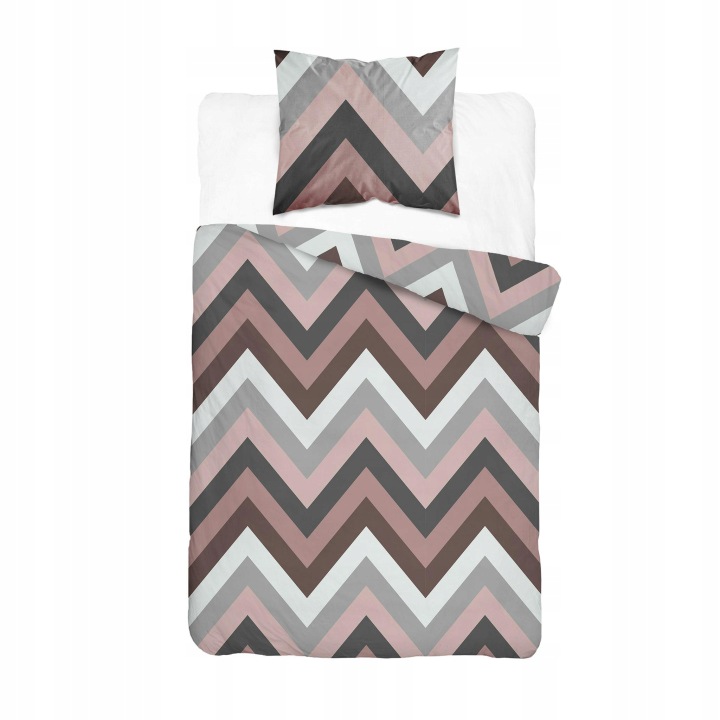 Povlečení saténové 140x200 růžová šedá s cikcaky 6063 A Home Satin