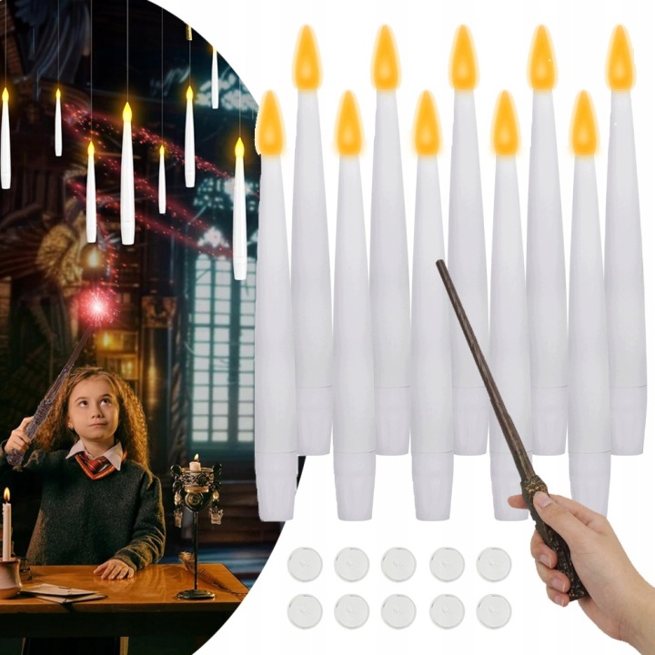 10 Ks Plovoucí Led Elektronická Svíčka S Kouzelnou Halloweenskou Hůlkou
