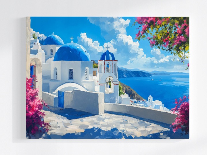 Plakát Pohled Pohlednice Řecko Santorini Ostrov Moře 100x75