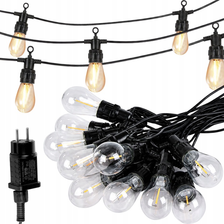Zahradní Světelná Girlanda Řetěz Lampy 20x Led 20M Kabel Voděodolný