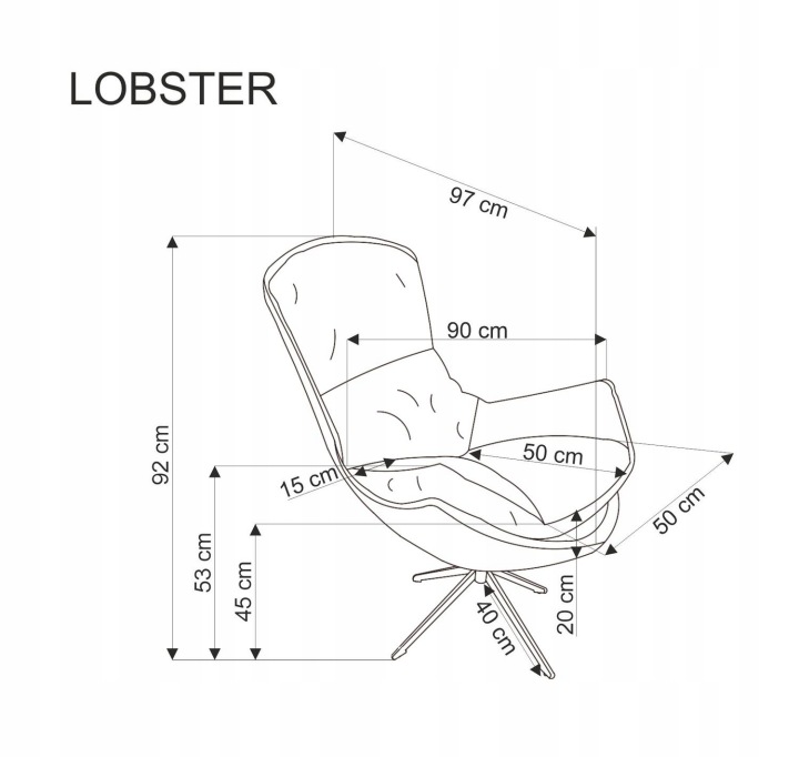 Крісло поворотне для відпочинку елегантне м'яке LOBSTER кольору кориці Halmar — фото 3