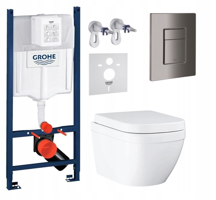 Podomítkový Wc set Stelaz s Wc mísou Grohe Euro Ceramic Tlačítko