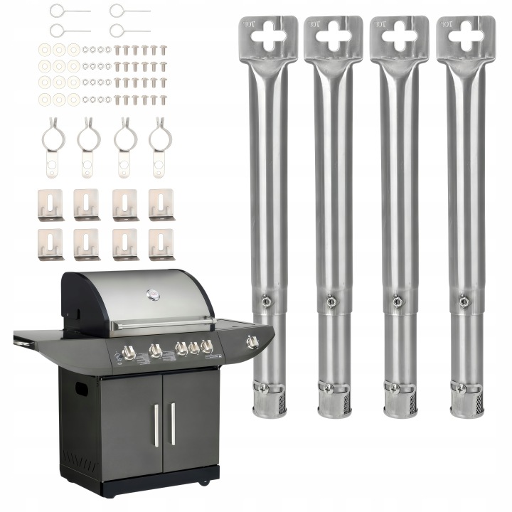 4X Hořák Na Plynový Gril 30-45 CM, Univerzální Nastavitelný Trubkový Set