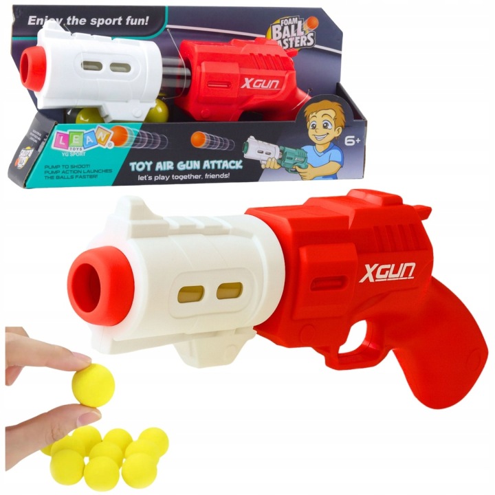 Pistolet Зброя На М'які Кульки Поролонові XGUN Червоний 6 шт. Lean Toys