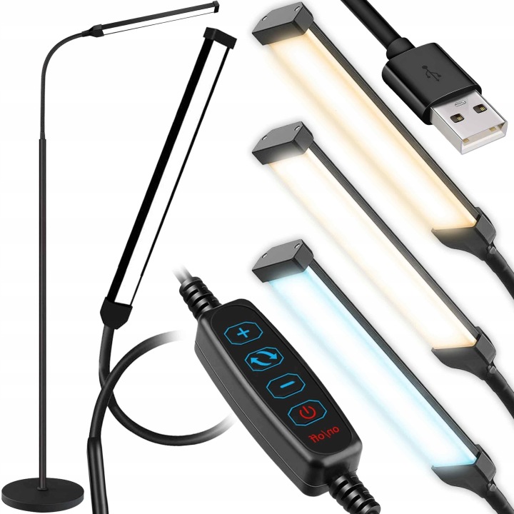 Lampka Stojící Lampa Elastický krk 360 Funkční barvy světla 180 cm