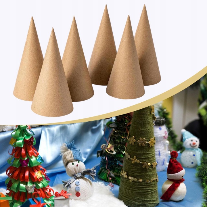 6 шт. Paper Маше Cones Hands on Art Рукоділля Cardboard Cones для 15 см — фото 2
