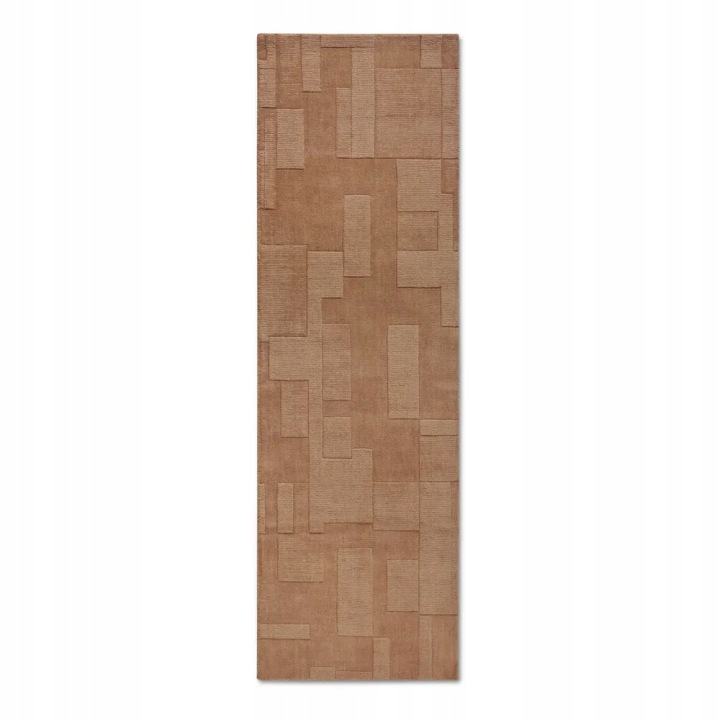 Běhoun vlněný 80x250cm, ručně tkaný hnědý jednobarevný 3d