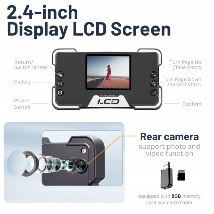 Дрон iUni M10 з 2 Камерами, 2.4 дюймів Екраном LCD, WiFi FPV, Карткою 8 ГБ — фото 3