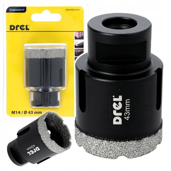 Drel Korunkový Vrták 43 mm M14, pájená na dlažbu