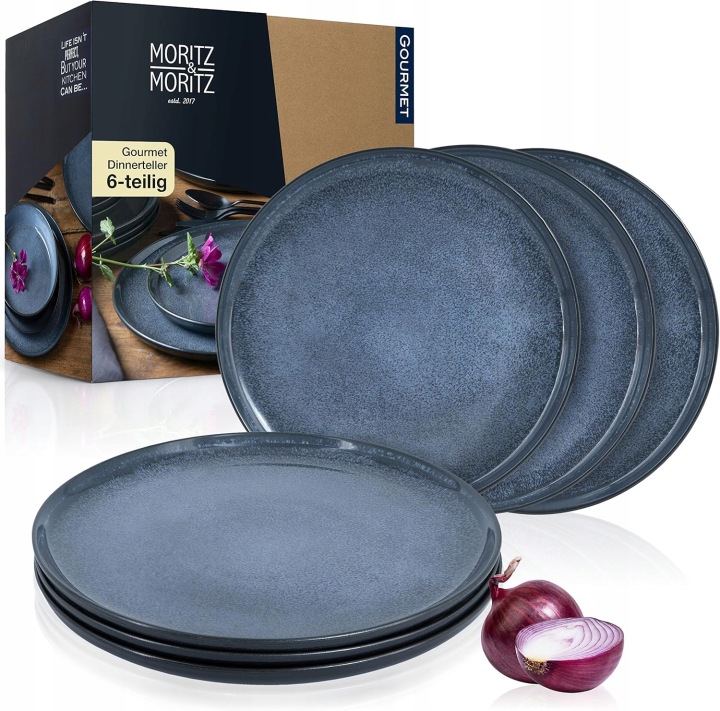 Porcelánové Talíře 27 CM 6 Kusů Modré Do Myčky