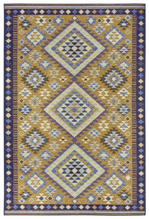 Koberec do obývacího pokoje 120x180 cm, žlutý, plochý, tkaný, orientální, žinylkový