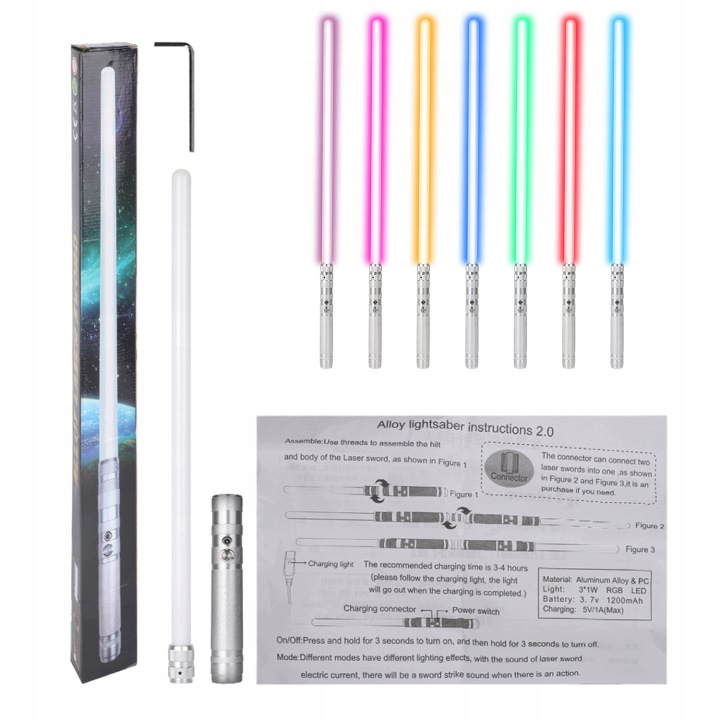 MIECZ ŚWIETLNY RGB 14 кольорів для гри для хлопчиків із заряджанням USB — фото 8