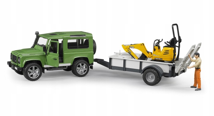 Bruder 02593 Land Rover Defender з евакуатором, екскаватором JCB і фігуркою масштаб 1:16 — фото 6