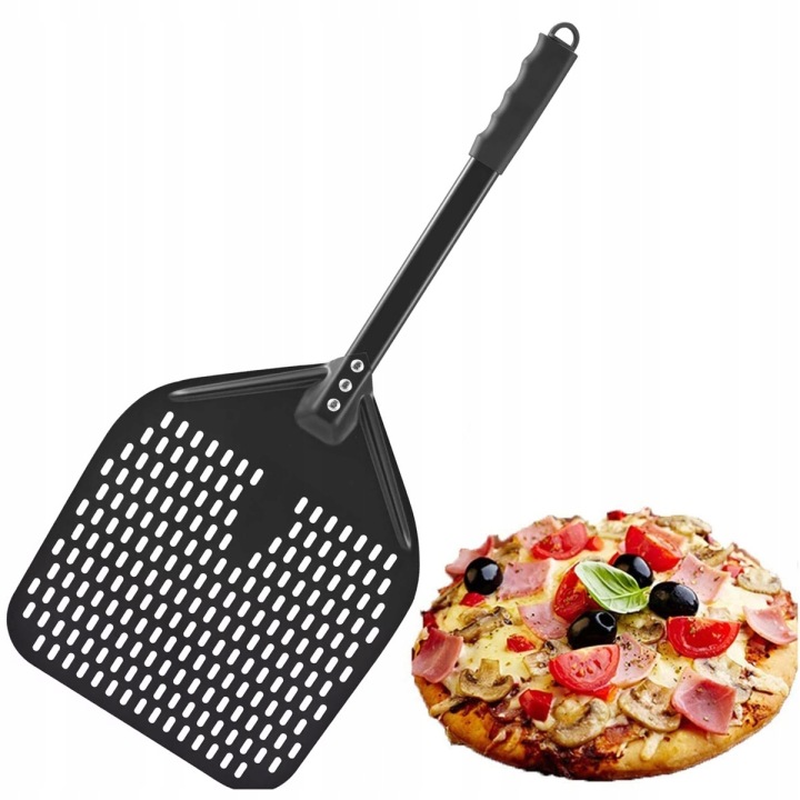 Lopata Na Pizzu Perforovaná, Čtvercová, Hliník Černá, 72*30 cm