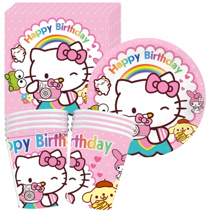 HELLO KITTY кружки тарілочки серветки кіт SANRIO день народження декорація 40 ел. — фото 7