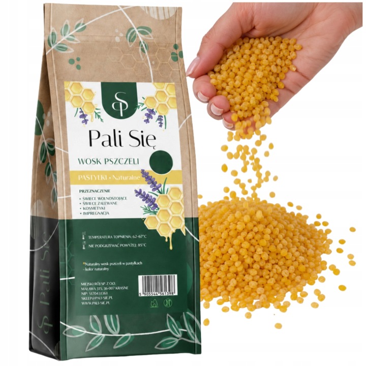 Vosk přírodní žlutý 1 kg Pali Się, pastilky do kosmetických svíček