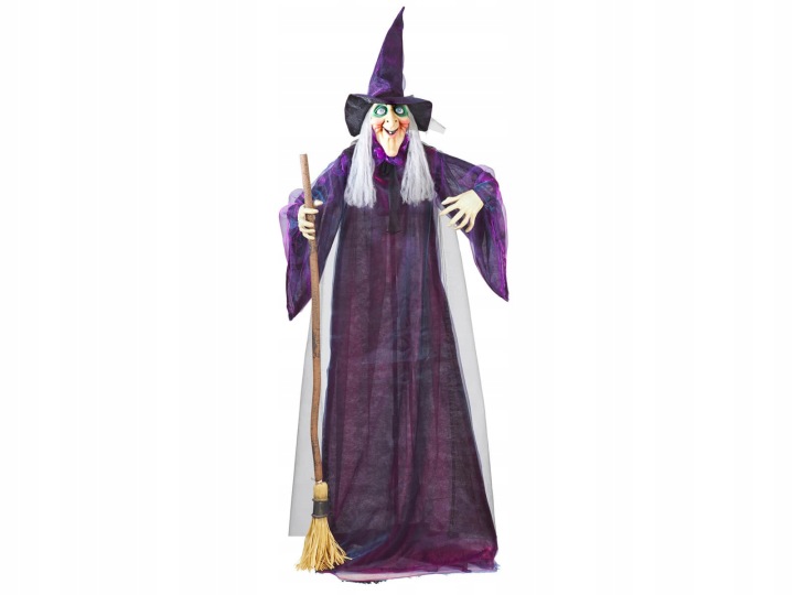 Závěsná čarodějka na Halloween, Fialová róba, 183 cm, Widmann