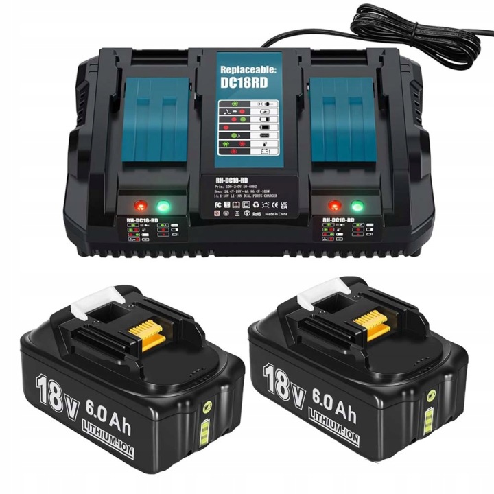 2 Baterie 18V 6AH Rychlonabíječka DC18RC Do 18V Pro BL1860 BL1850