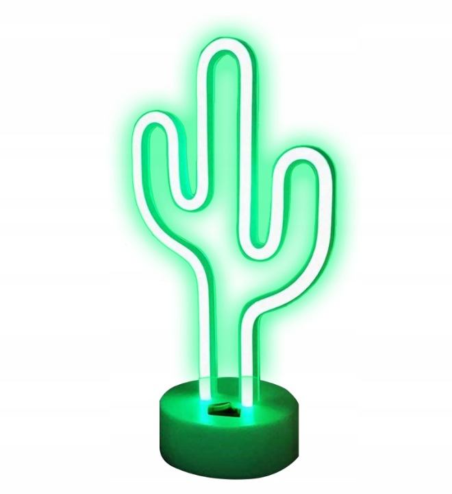 Kaktus Neon Led Noční Lampa Usb/baterie Krásná Ozdoba
