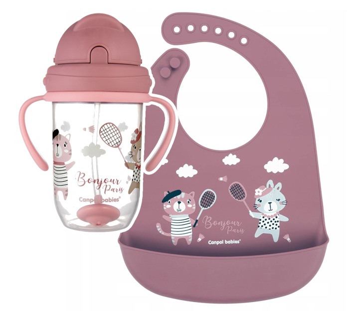 Canpol слинявчик силіконовий з кишенькою BONJOUR PARIS бордовий BPA FREE — фото 4