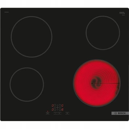 Плита з підігрівом Bosch PKE61RBA2E, електрична, 4 пальники, чорна