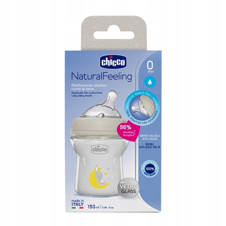 CHICCO пляшка скляна NATURAL FEELING 0 міс.+ 150 мл — фото 3