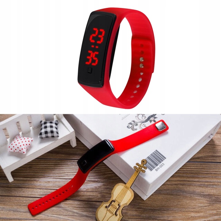 Червоний дитячий годинник OUTDOOR LED з еластичним ремінцем — фото 4