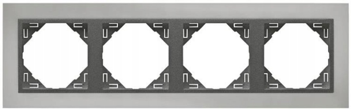 Efapel Metallo Rámeček 4-KROTOVÝ Chrom Grafit 90940TRS