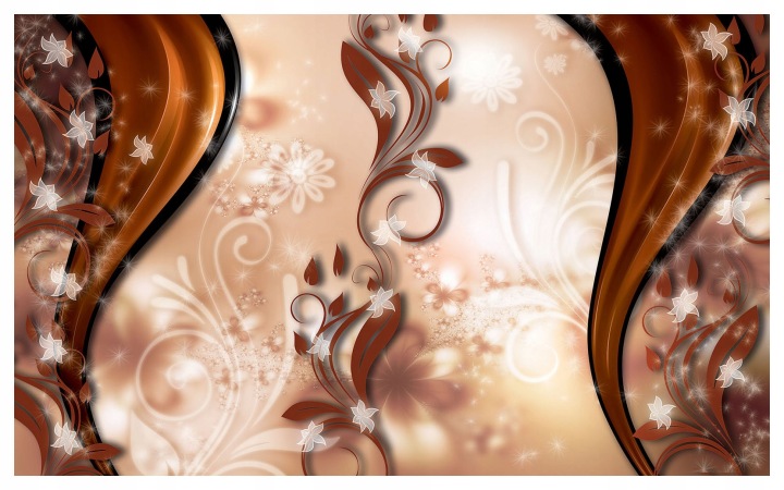 Fototapeta Hnědé pruhy Květiny Bezový styl Elegance 208x146 lepidlo
