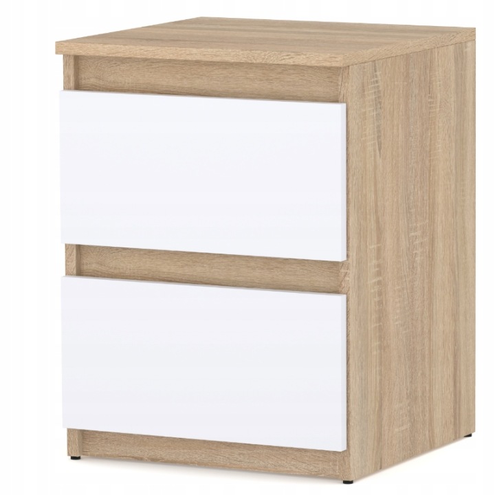 Noční Stolek Dub Sonoma Bílý Mat 40 CM 2 Zásuvky Noční Stolek Nakastlik