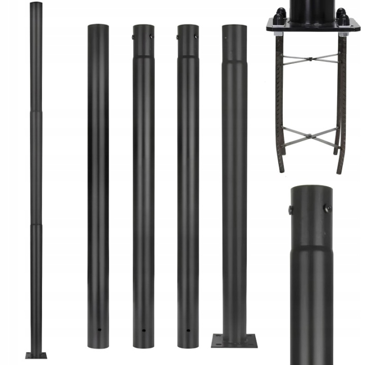 Osvětlovací Sloupek 4M 76MM Stožár Pro Pouliční Lampy Sloupek Kotvící Kolík M14