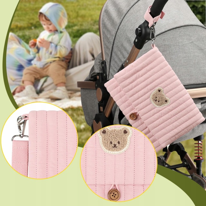 Nappy Bag Багаторазовий багатофункціональний органайзер для підгузків на вулиці Рожевий — фото 2