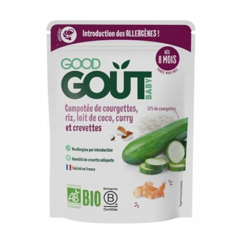 Good Gout Біо Креветки з рисом, кабачком і молоком кокосовим, 190 г