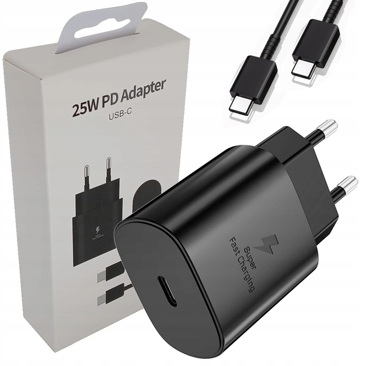 SZYBKA ŁADOWARKA SIECIOWA DO TELEFONU SAMSUNG KOSTKA 25W + KABEL USB-C 1M
