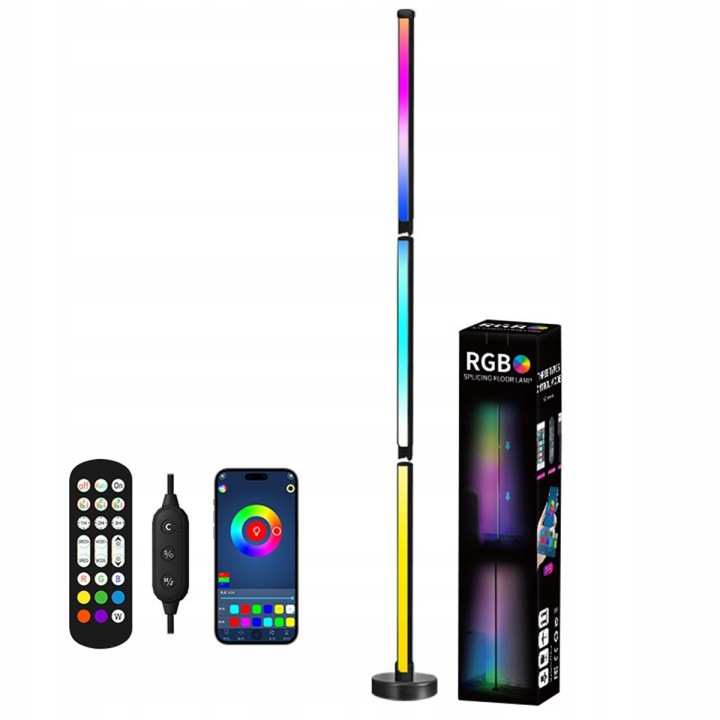 Led podlahová lampa rohová Aplikace 120CM Stojící Rgb Cct dálkový ovladač