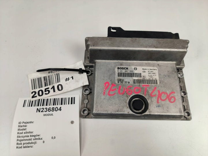 Computer DES MOTORS ECU 0281001262 1.9 TD PEUGEOT 406