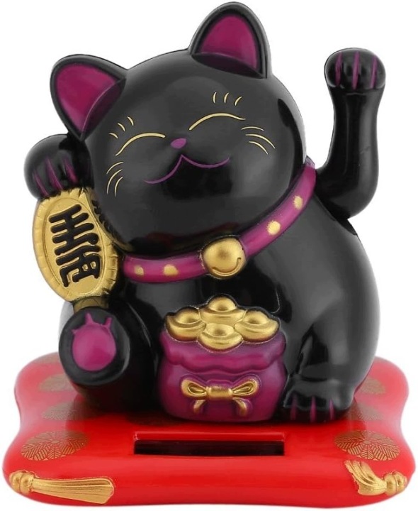 MANEKI NEKO махаючий плечем привід сонячний на дошці авто чорний — фото 4