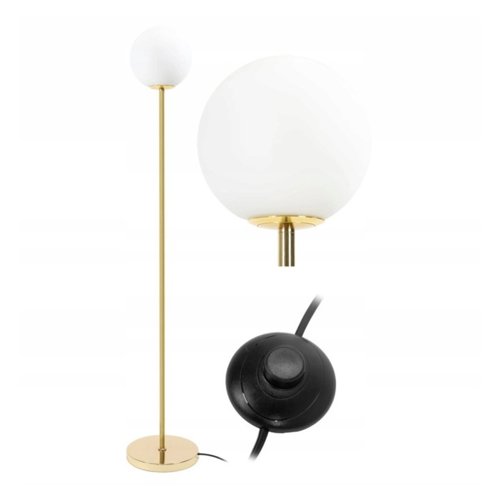 Stojací Lampa Zlatá Bílá Stínidlo Do Obývacího Pokoje Elegantní Zlatá