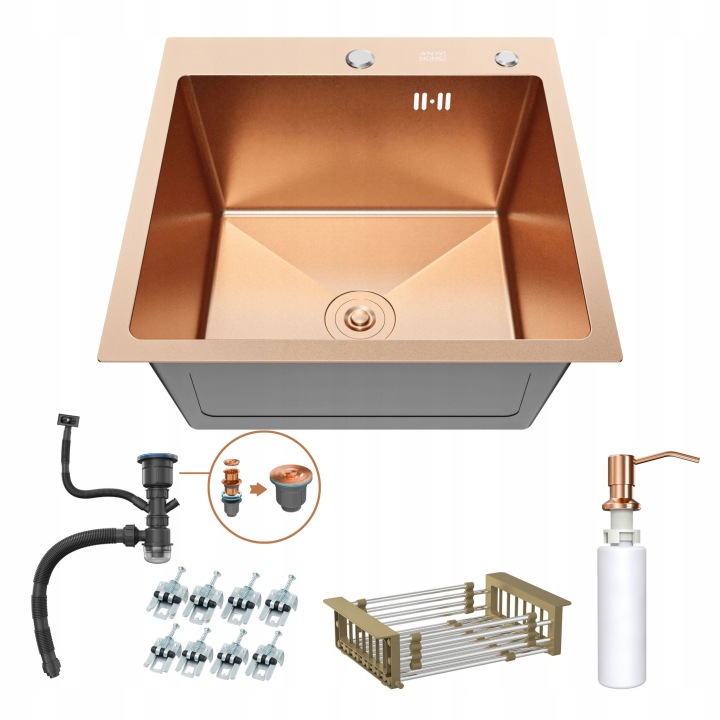 Jednokomorový Ocelový Dřez Rose Gold Dřez Dřez Pvd 50x50x22 cm