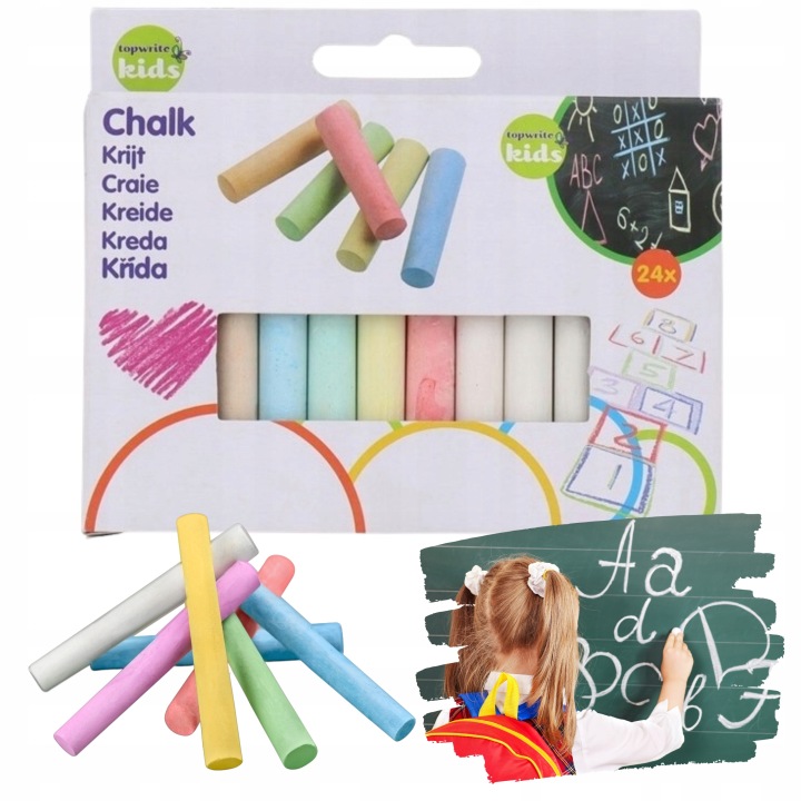 Topwrite Kids EDDY TOYS Крейда шкільна для дошки для асфальту Кольорова(14/E760 — фото 2