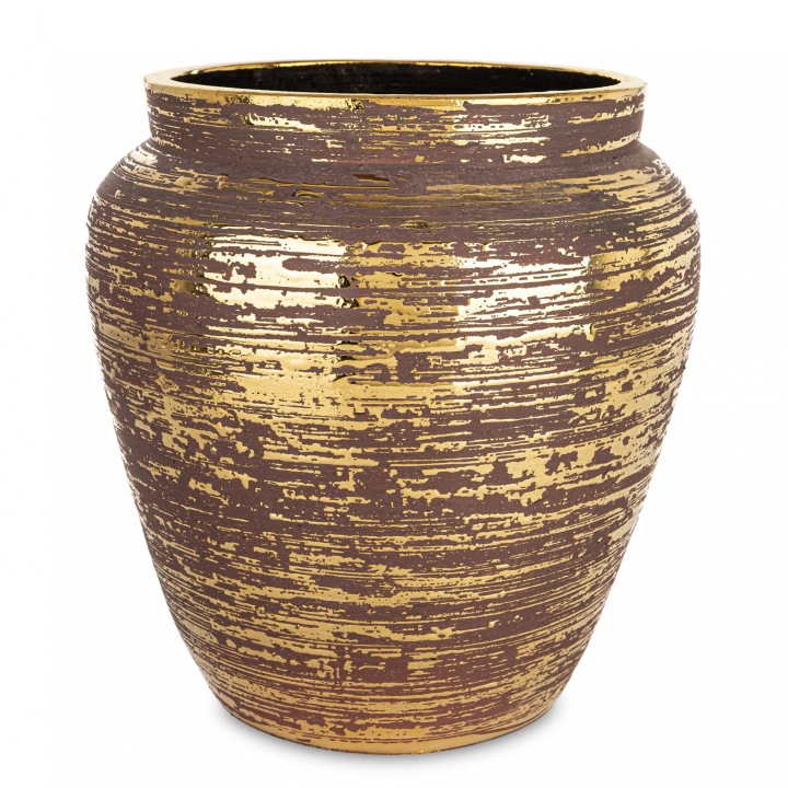 Váza Kolekce Antique hnědá, zlatá 26,5x25x25