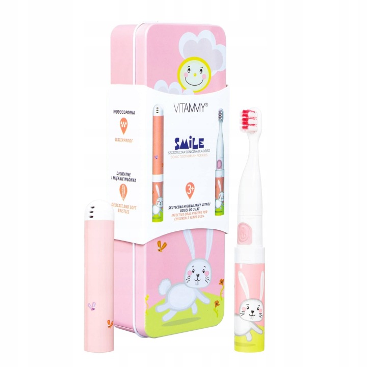 Щіточка електрична Vitammy Smile звукова рожева для дітей 2 наконечники — фото 9