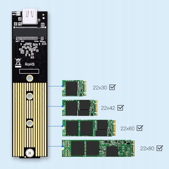 OBUDOWA DYSKU SSD M2 SATA KIESZEŃ NA DYSK M.2 NGFF USB 3.1 6 Gbps