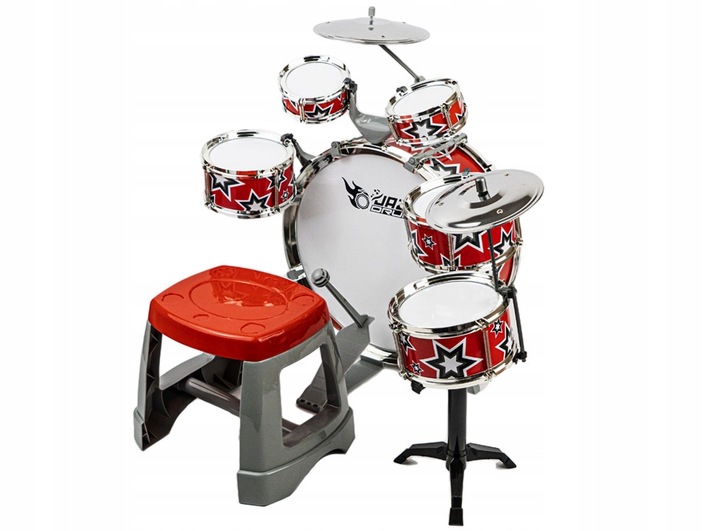 DRUMS FOR CHILDREN LARGE SET OF 6 DRUMS 2 PLATES + STOOL INSTRUMENT XXL Manufacturer code 5413