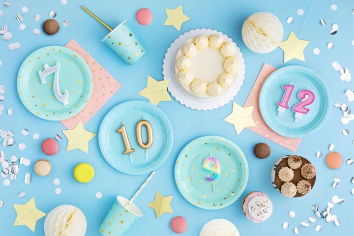 Тарілочки паперові Синій Горошок День народження Baby Shower 6 шт. 18 см — фото 3